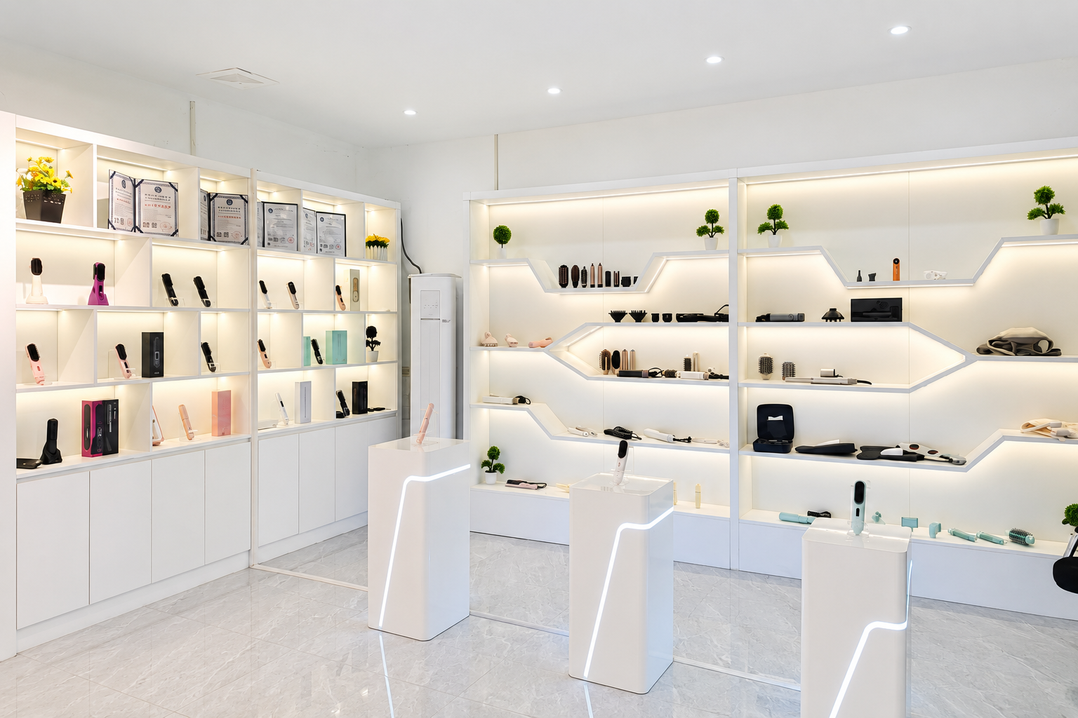 Product showroom for private label hair styling tools