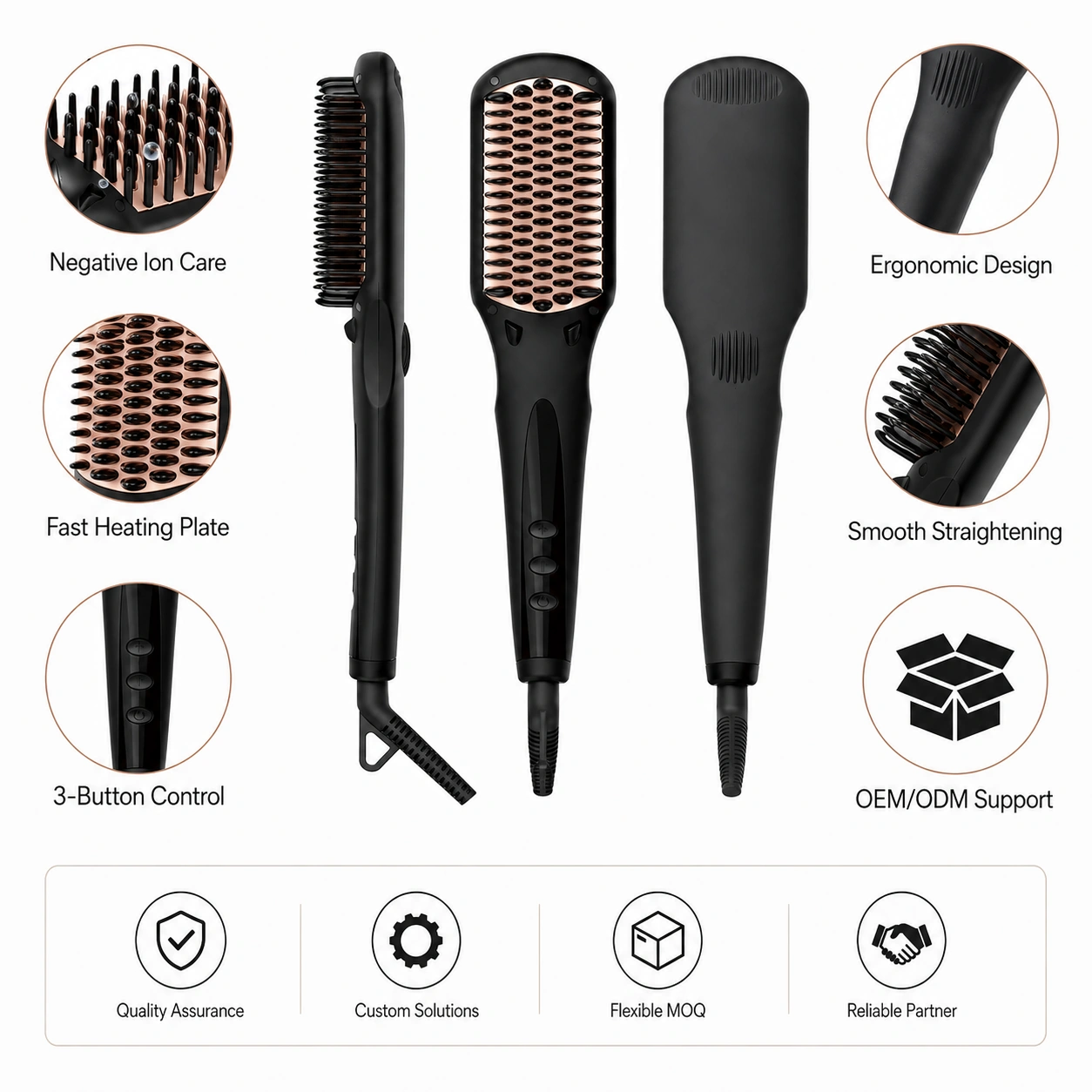 S103 Ionic Hair Straightener Brush detail image