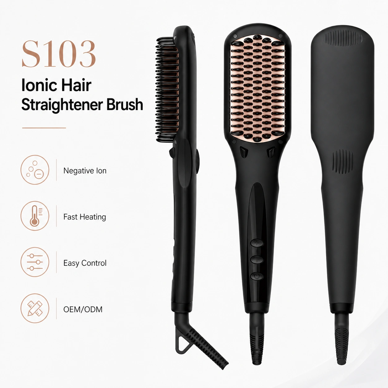 S103 Ionic Hair Straightener Brush detail image