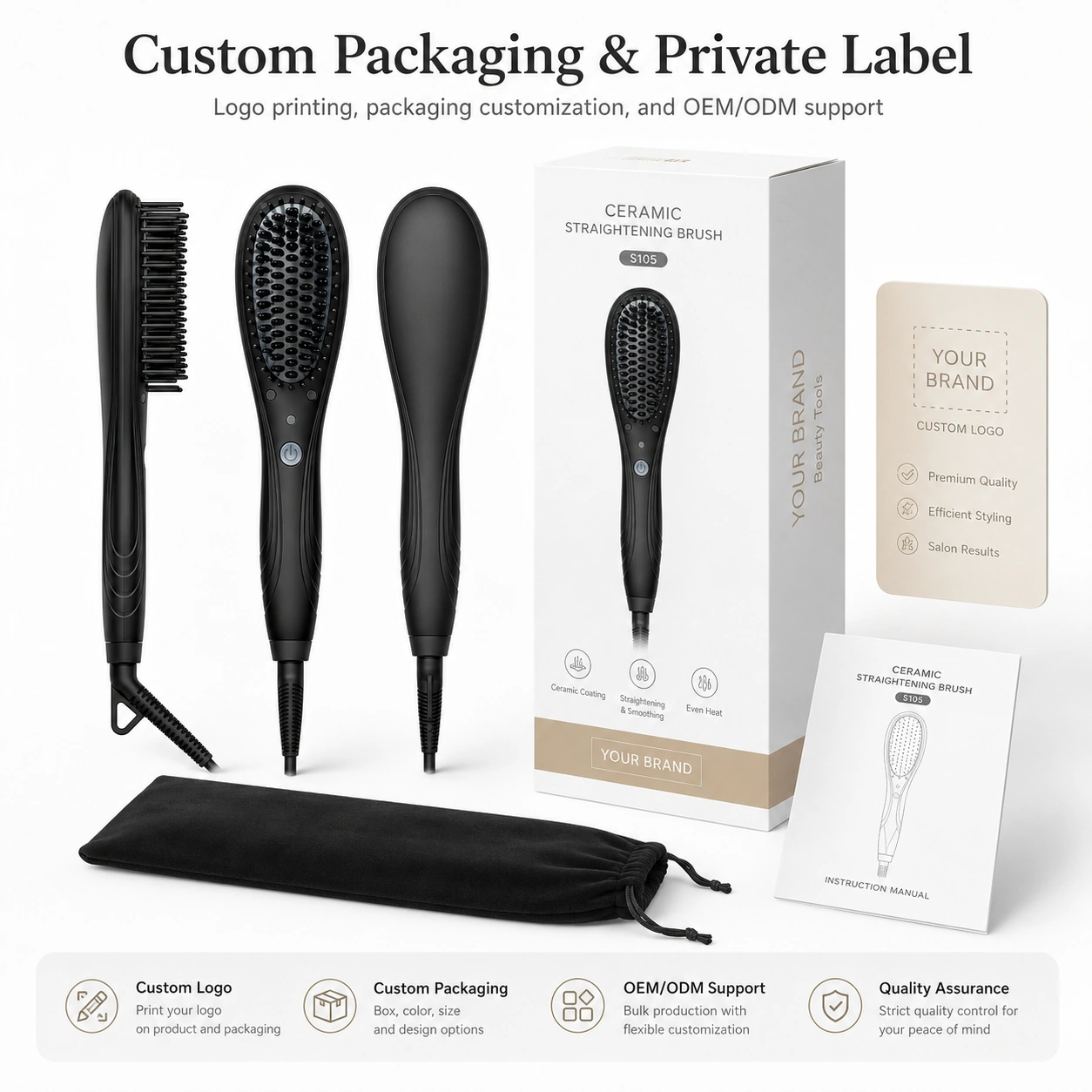 S105 Ceramic Hair Straightener Brush detail image