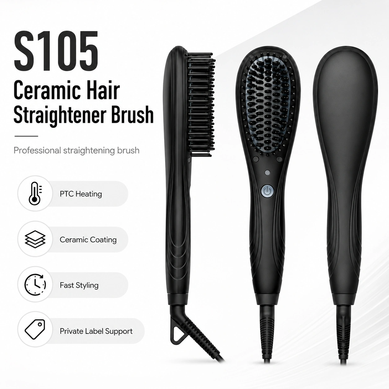 S105 Ceramic Hair Straightener Brush detail image