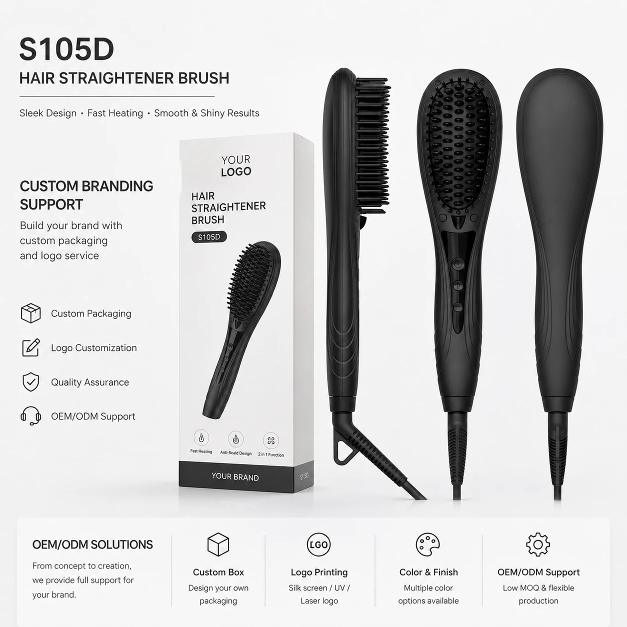 S105D Ionic Hair Straightener Brush detail image