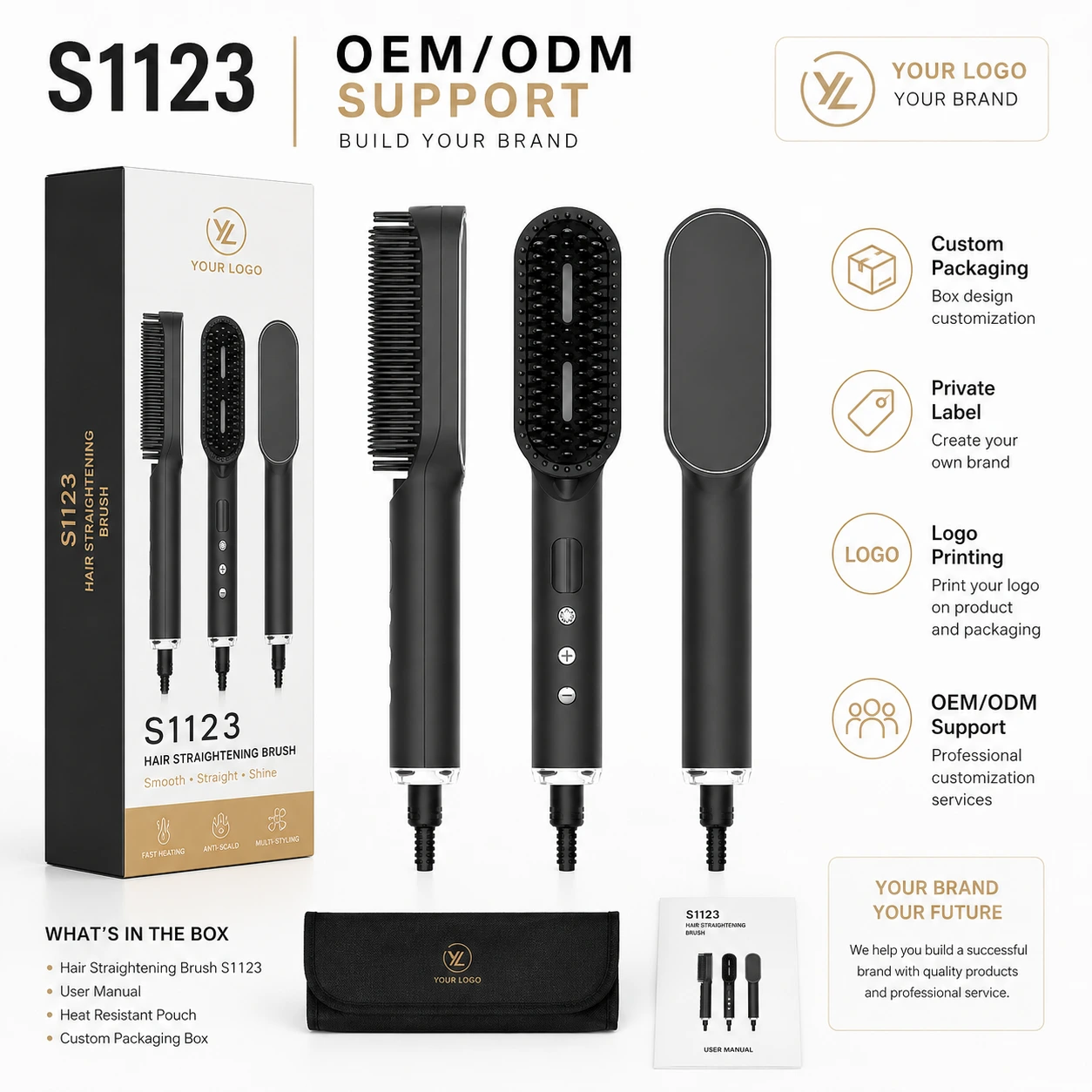 S1123R Infrared Ionic Hair Straightener Brush detail image