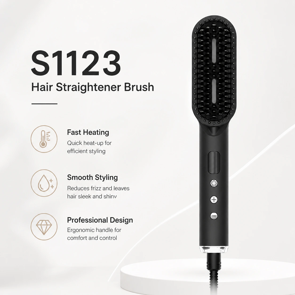 S1123R Infrared Ionic Hair Straightener Brush detail image
