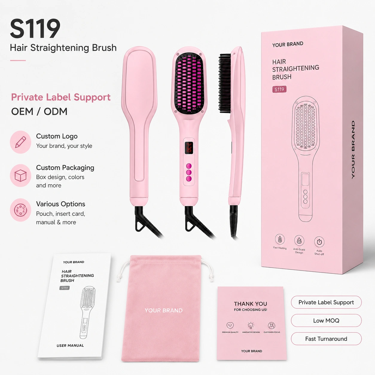 S119 Ionic Hair Straightener Brush detail image