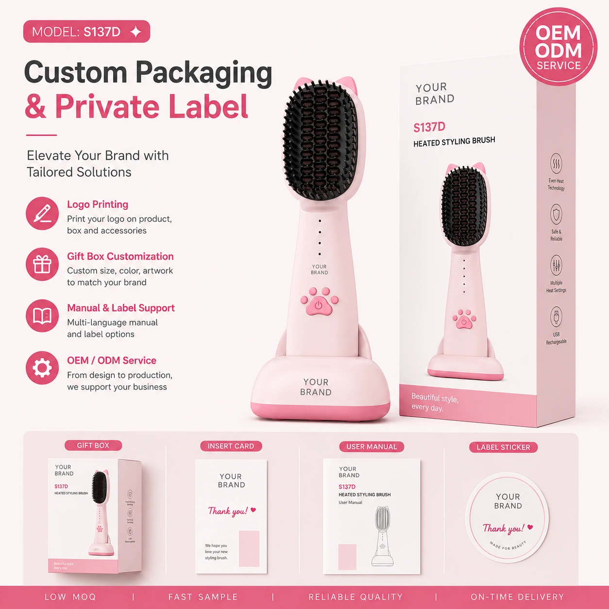 S137D Rechargeable Ionic Hair Straightener Brush detail image