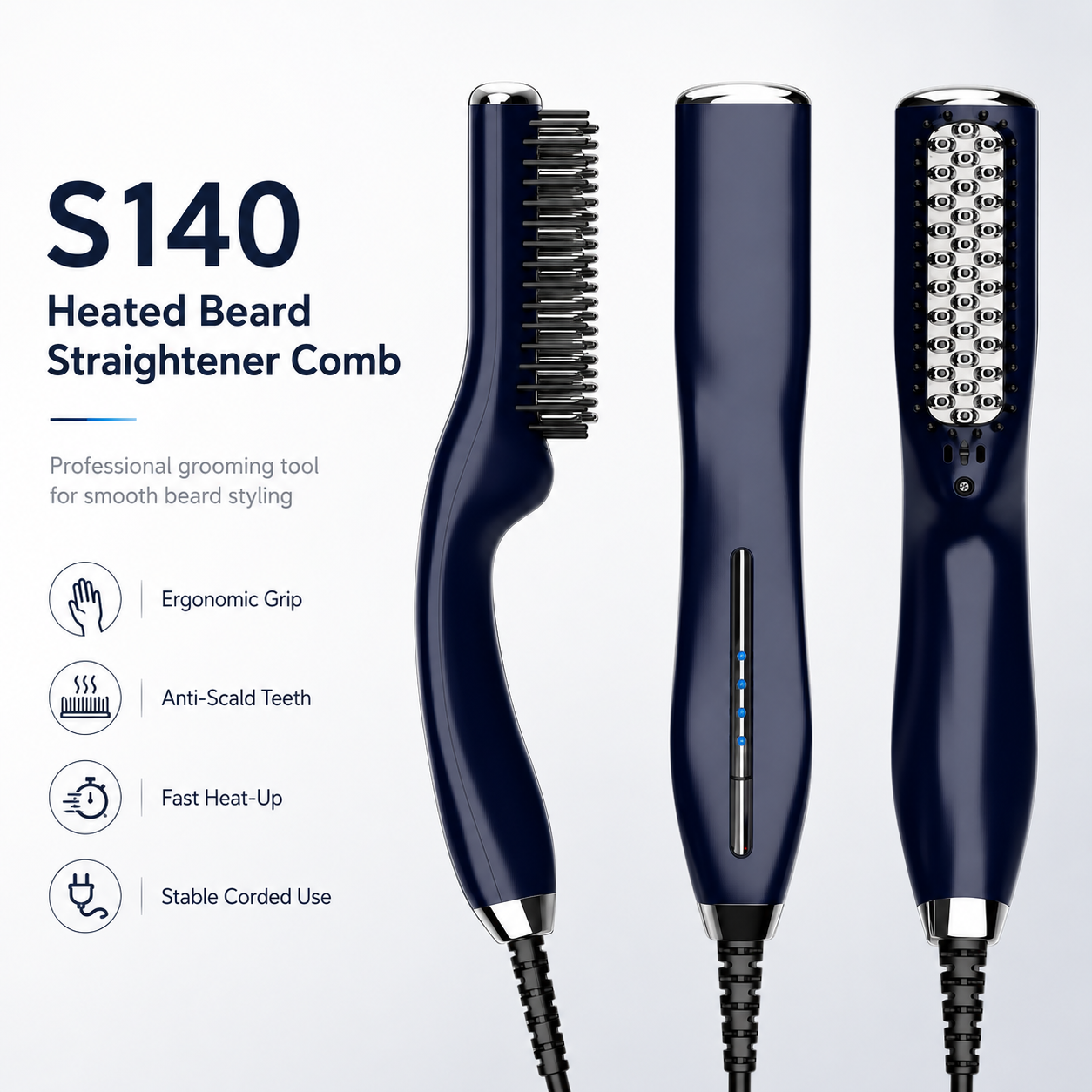 S140 Ionic Heated Beard Brush detail image
