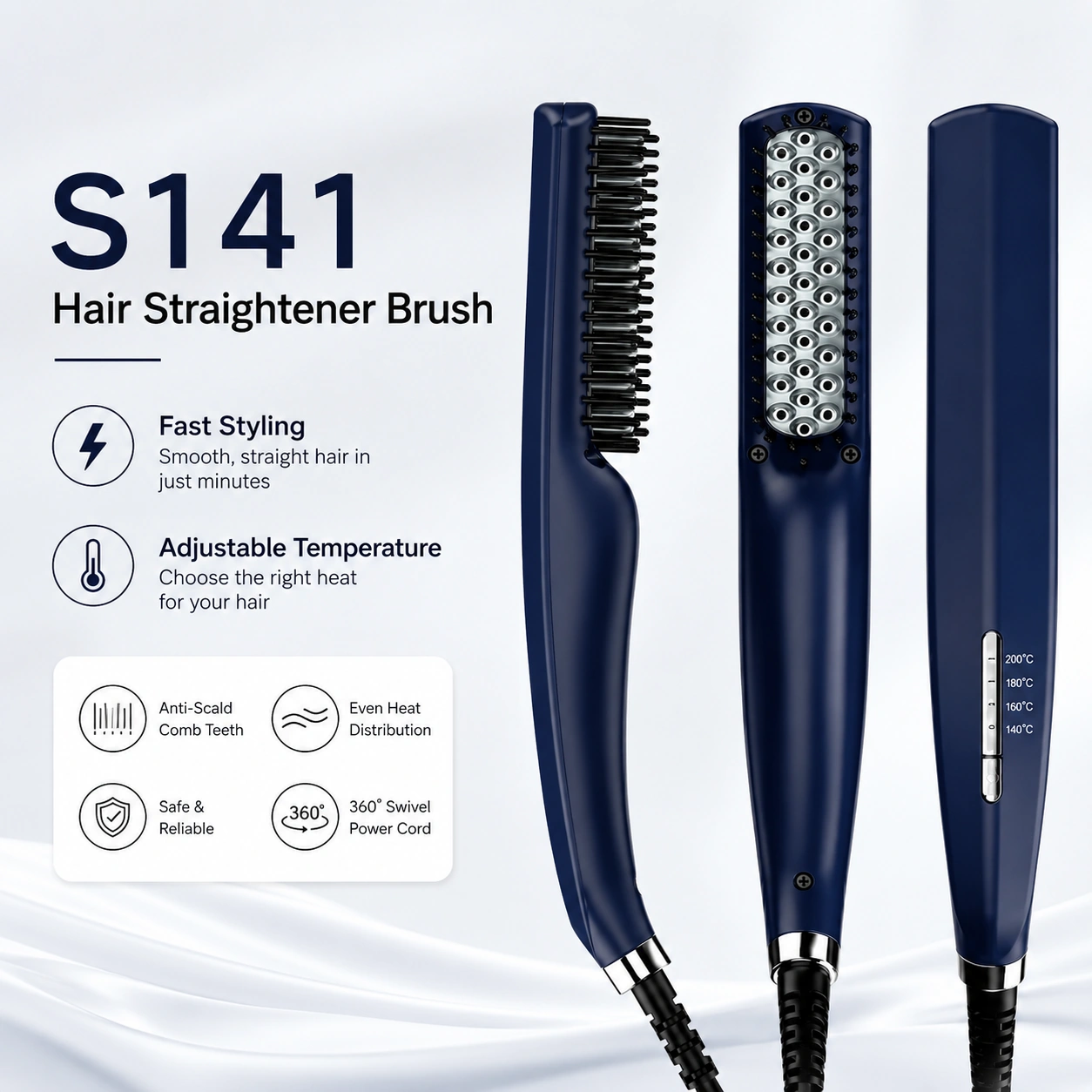 S141 Ionic Heated Beard Brush detail image