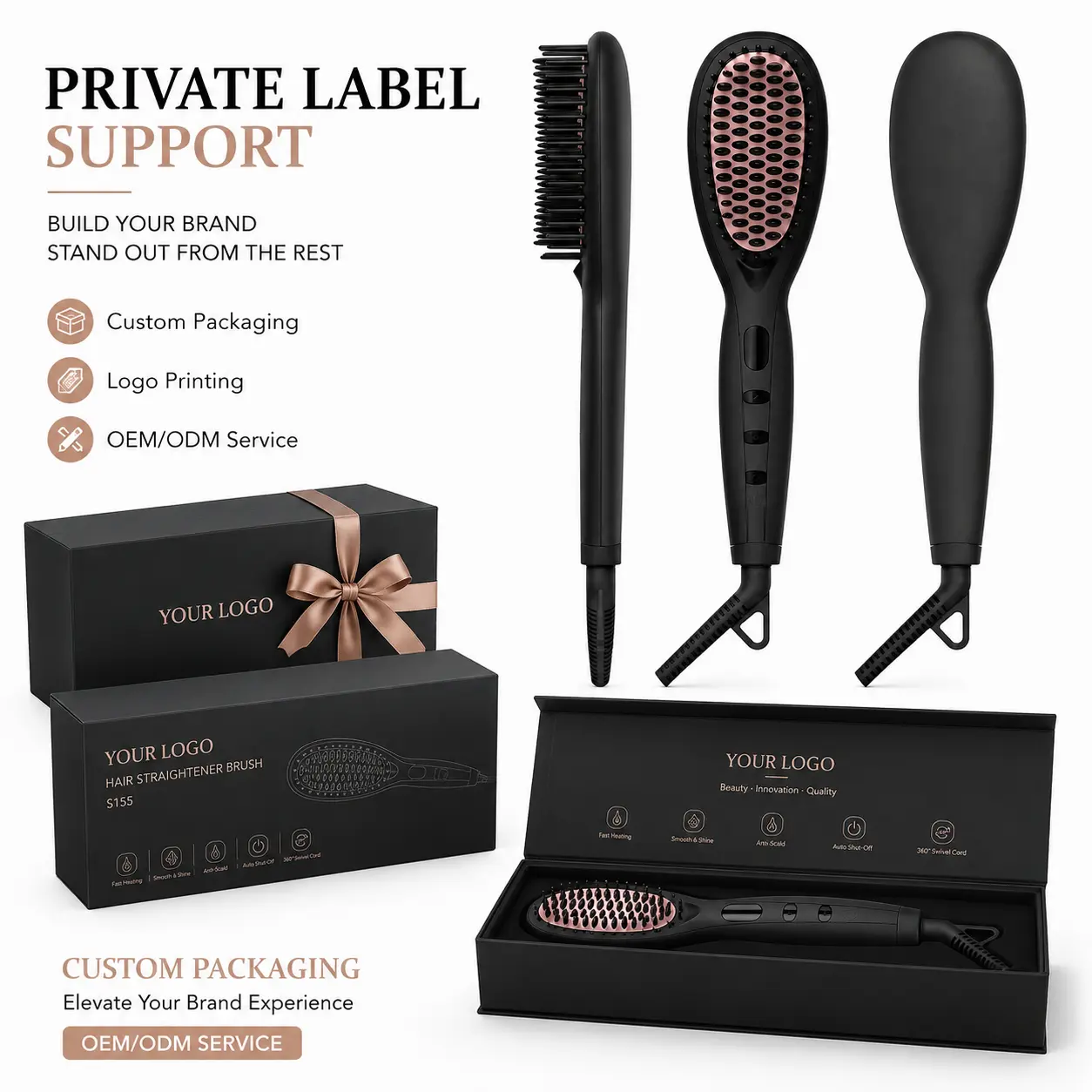 S155 Ionic Hair Straightener Brush detail image