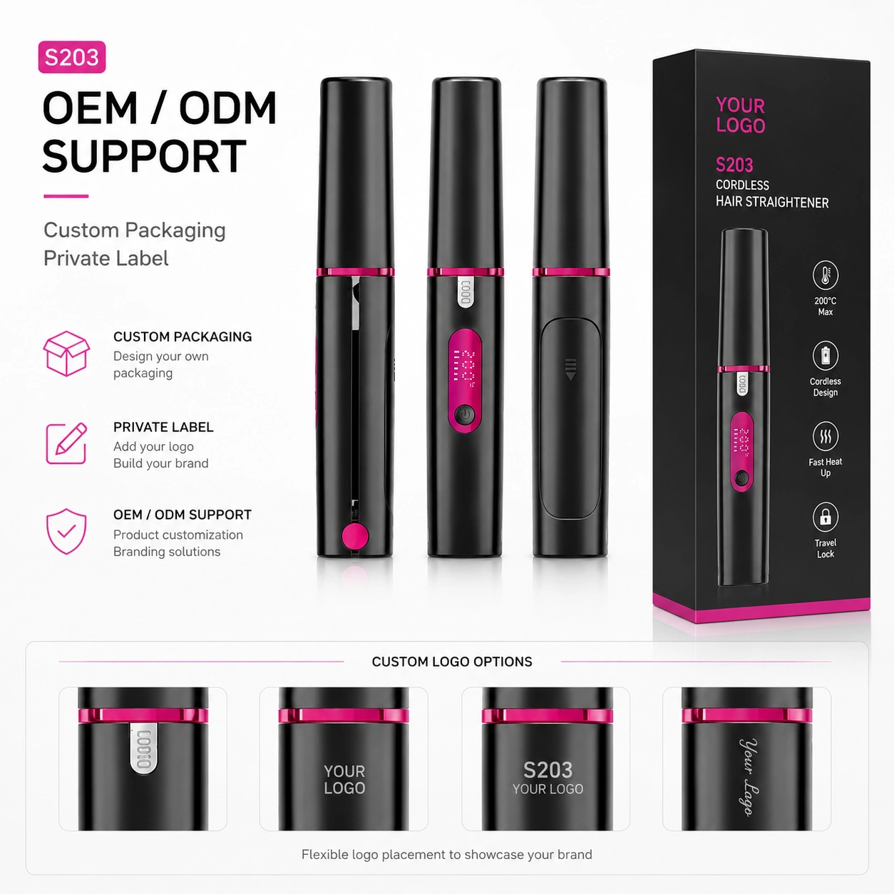 S203 Rechargeable Ionic Multifunctional Flat Iron detail image