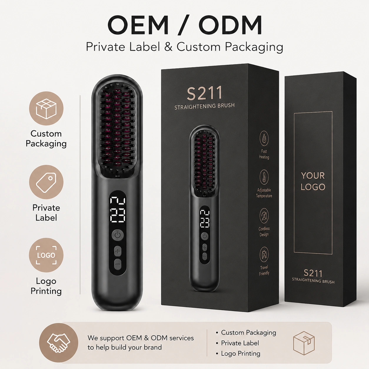 S211 Rechargeable Ionic Hair Straightener Brush detail image